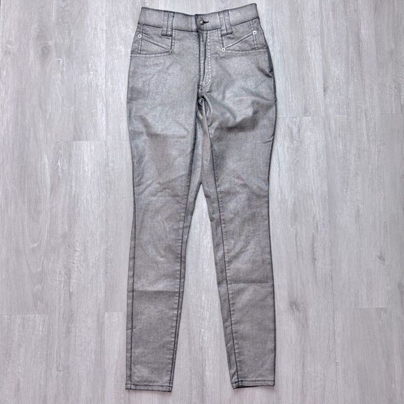 INC Women's NWT Silver Coated Gray Skinny Jeans 0/25 - Picture 3 of 7